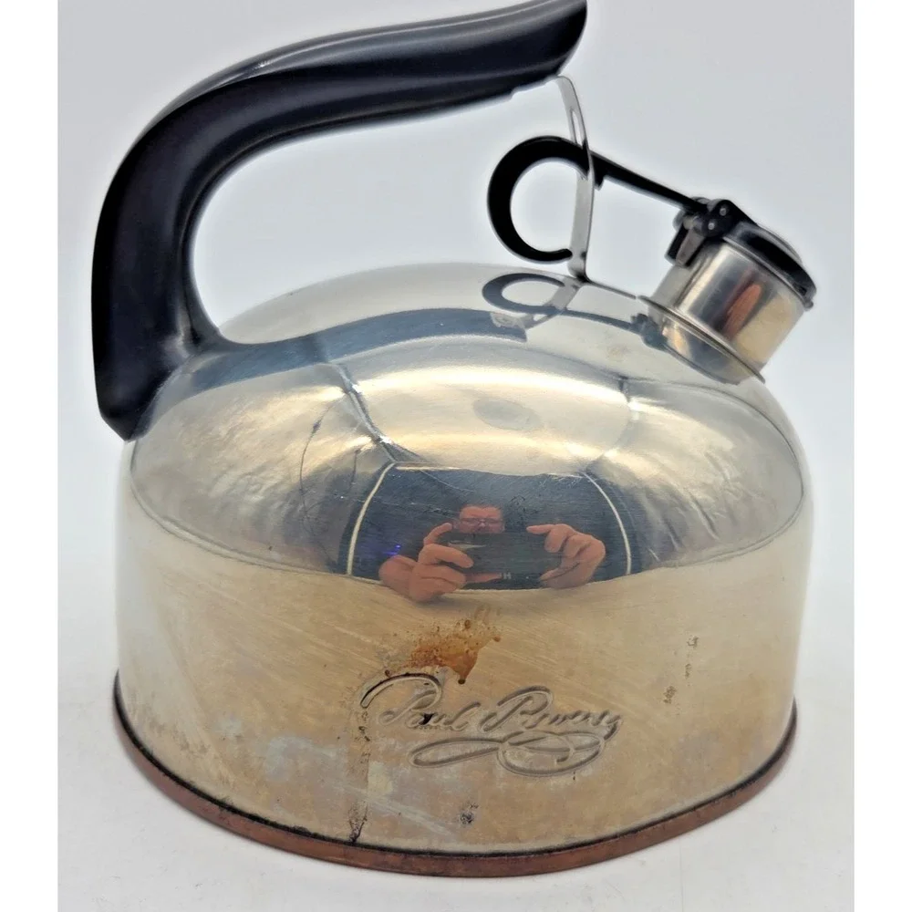 VINTAGE PAUL REVERE WARE WHISTLING  COPPER BOTTOM 2 QT TEA KETTLE b 97-c Korea